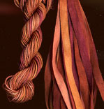 montano series fine cord silk thread and 3.5mm silk ribbon in bark
