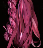 montano series fine cord silk thread and 3.5mm silk ribbon in berry
