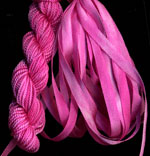 montano series fine cord silk thread and 3.5mm silk ribbon in carnation