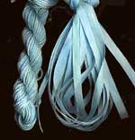 montano series fine cord silk thread and 3.5mm silk ribbon in ice