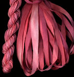 montano series fine cord silk thread and 3.5mm silk ribbon in pink peony