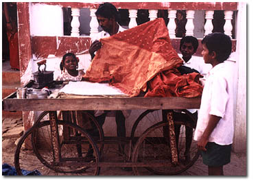 Silk Sari ironing