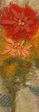 dyed silk fibres and ribbons on silk fusion