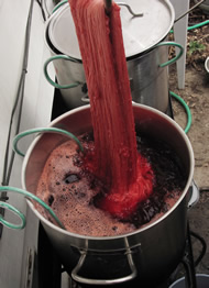 yarn in dye pot