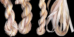 montano series fine cord silk thread, 8/2 silk thread, 6 strand silk floss and 3.5mm silk ribbon in antique silk montano series fine cord silk thread, 8/2 silk thread, 6 strand silk floss and 3.5mm silk ribbon in antique silk