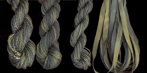 montano series fine cord silk thread and 3.5mm silk ribbon in mangrove