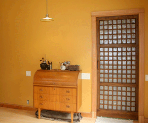 Karen's new studio with shell door