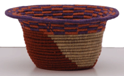 Coiled basket made with silk yarns by Joan O'Connor