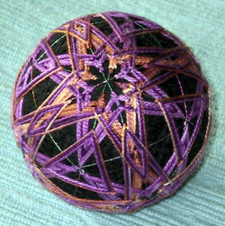 Temari ball using silk threads by Louise O'Donnell.