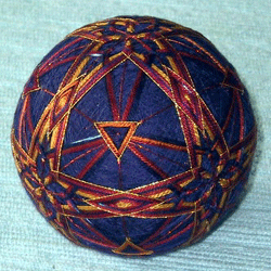 Temari ball using silk threads by Louise O'Donnell.