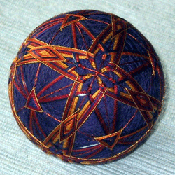 Temari ball using silk threads by Louise O'Donnell.