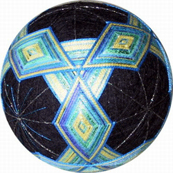 Temari ball using silk threads by Louise O'Donnell.
