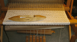 Silk Shawl on the loom by Abra Palumbo