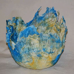 Vessel made with silk hankies by Marie Seabrook