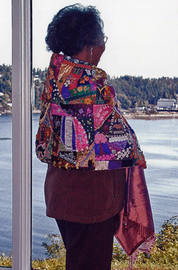 Shelia Joss- silk thread embroidery crazy quilt shawl