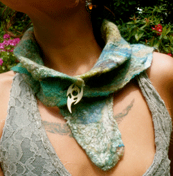 akaleka owleye silk fusion nuno felted scarf