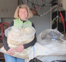 Photo of Susan holding fleece