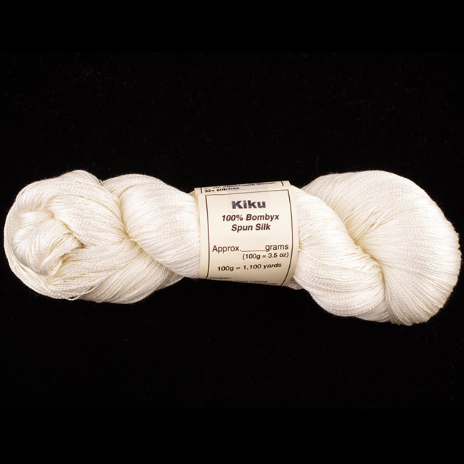 Product Details, Kiku - 100% Bombyx Spun Silk Yarn 20/2, lace weight, Natural (Undyed), Yarns - Undyed