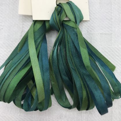      65 Roses® 'Emerald Peacock' -  3.5mm Silk Ribbon: click to enlarge
