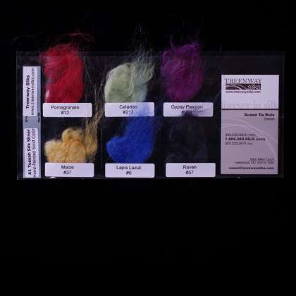 Fiber Sample Sleeve - Hand-dyed Solid-Color Tussah Sliver: click to enlarge