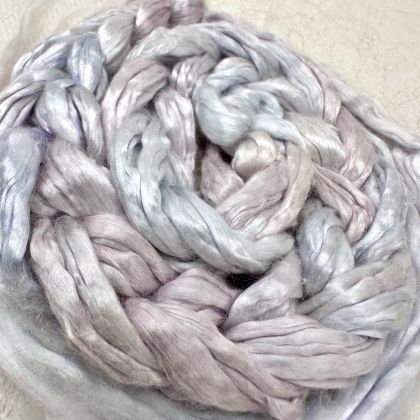 Bombyx Silk from China, Salt Spring Island Limited Edition 'Sterling Silver' - Combed Top/Sliver 25g: click to enlarge