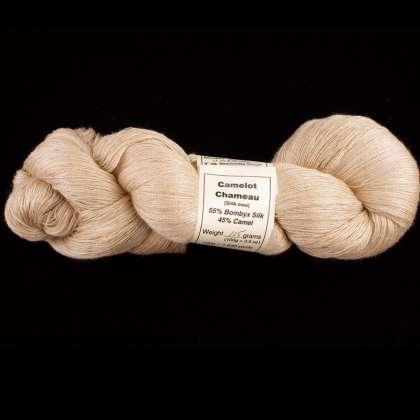 Camelot Chameau - Silk-Blend Yarn (55% Bombyx Silk & 45% Tan Camel) 30/2, lace/thread weight: click to enlarge