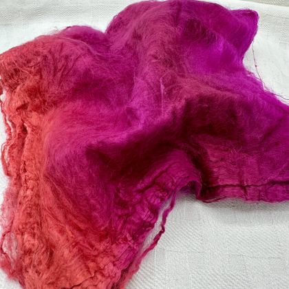 Hand-dyed Bombyx Silk Hankies - 'Fuchsia Love': click to enlarge