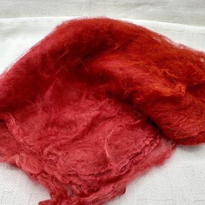 Hand-dyed Bombyx Silk Hankies - 'Lady in Red': click to enlarge