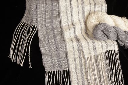 Rigid Heddle Light & Dark Fibonacci Stripes Silk Scarves
