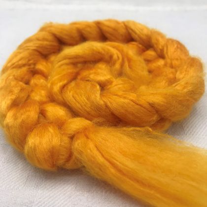  Limited Edition "Neon Sunflowers" - Hand-dyed Tussah Combed Top/Sliver   25g: click to enlarge