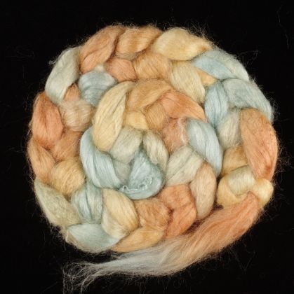 Salt Spring Island Limited Edition 'Rainbow Trout' - Tussah Silk Roving/Sliver 25g: click to enlarge