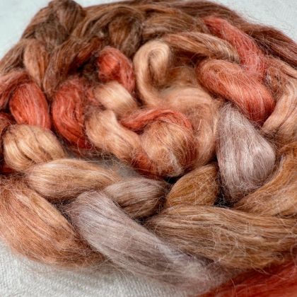 Silk/Retted Bamboo Combed Top/Sliver in Salt Spring Island Limited Edition colorway - 'Moab'  25g: click to enlarge