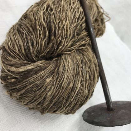 Takhli Tasar - 100% Organic Wild Tasar Silk Yarn hand-spun on an Iron Takhli Spindle: click to enlarge