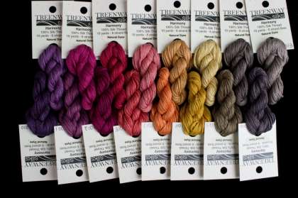 ALL  16 Natural-Dyes Colors (1 each) - Thread, Harmony (6-strand silk floss): click to enlarge