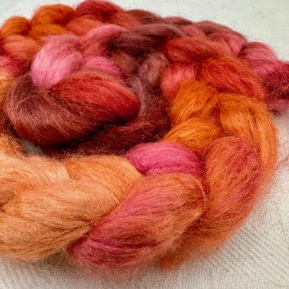 Salt Spring Island Limited Edtion 'Rainbow Sherbet' - Tussah Silk Combed Top/Sliver 25g: click to enlarge