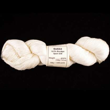 Gekkō - 100% Bombyx Spun Silk Yarn 60/2X2, lace/thread weight: click to enlarge
