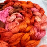 Salt Spring Island Limited Edition 'Sorbet & Chocolate' - Bombyx Silk from India Combed Top/Sliver 25g