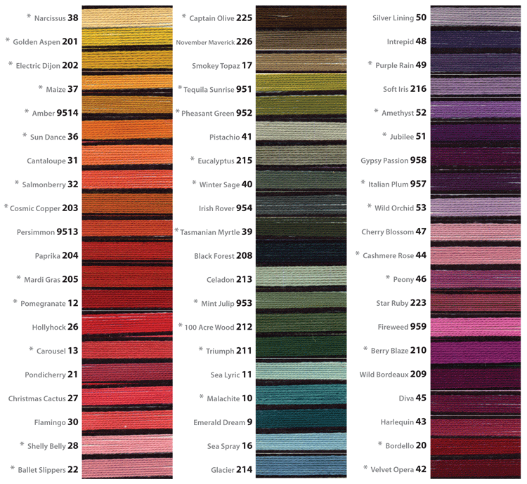 River Silks Color Chart