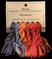 Canadiana Series – Manawaka: Persimmon 9513, Flamingo 30, Salmonberry 32, Cantaloupe 31, River Stone 56, Stonehenge 55