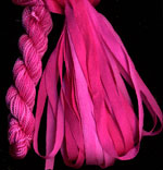 montano series fine cord silk thread and 3.5mm silk ribbon in alberta rose