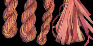 montano series fine cord silk thread, 8/2 silk thread, 6 strand silk floss and 3.5mm silk ribbon in autumn mum