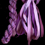 montano series fine cord silk thread and 3.5mm silk ribbon in grape hyacinth