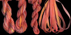 montano series fine cord silk thread, 8/2 silk thread, 6 strand silk floss and 3.5mm silk ribbon in kathmandu