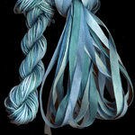 montano series fine cord silk thread and 3.5mm silk ribbon in ocean