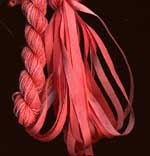 montano series fine cord silk thread and 3.5mm silk ribbon in peach phlox
