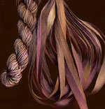 montano series fine cord silk thread and 3.5mm silk ribbon in pebbles